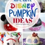 Show your Disney side (and crafty side) this Halloween with these adorable Disney Inspired Pumpkin Ideas! These fun Disney no-carve pumpkin ideas make a great Halloween craft for kids. Pick one or make them all. These Disney Halloween pumpkin ideas feature many of your favorite Disney Characters including Mickey Mouse, Minnie Mouse, Cinderella. The Little Mermaid, Toy Story and more.