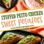 Enjoy a dairy-free and flavorful dish when preparing the Pesto Chicken Stuffed Sweet Potatoes. You can prepare this Whole 30 recipe in less than two hours. You will love how easy this sweet potato recipe is to make. This baked sweet potatoes recipe is so delicious.