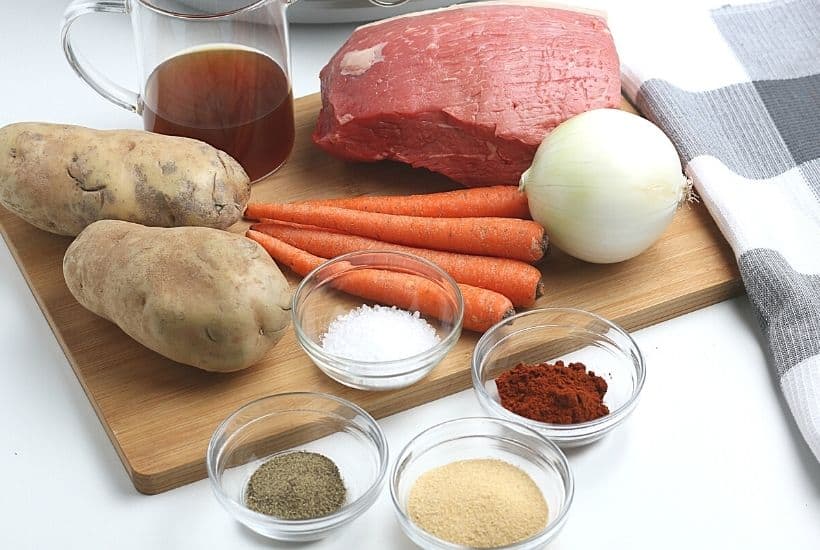 Bring the taste of comfort food home with this classic Crock Pot Beef Roast recipe. The hearty meal cooks at a steady pace in the slow cooker to provide a meal that will melt in your mouth. This easy slow cooker pot roast recipe is loaded with carrots, potatoes and onions. No need to turn the oven on with the easy Crock Pot Pot Roast recipe.