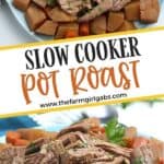Bring the taste of comfort food home with this classic Crock Pot Beef Roast recipe. The hearty meal cooks at a steady pace in the slow cooker to provide a meal that will melt in your mouth. This easy slow cooker pot roast recipe is loaded with carrots, potatoes and onions. No need to turn the oven on with the easy Crock Pot Pot Roast recipe.