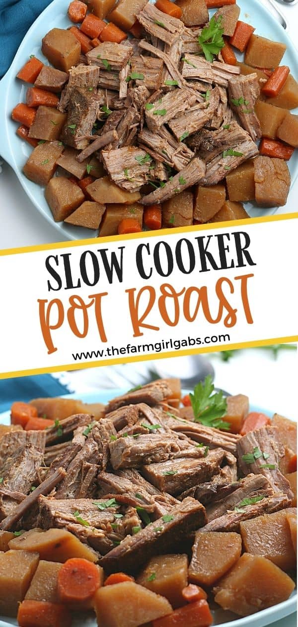 Bring the taste of comfort food home with this classic Crock Pot Beef Roast recipe. The hearty meal cooks at a steady pace in the slow cooker to provide a meal that will melt in your mouth. This easy slow cooker pot roast recipe is loaded with carrots, potatoes and onions. No need to turn the oven on with the easy Crock Pot Pot Roast recipe.