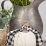Create your own farmhouse style vibe this fall. These DIY Farmhouse Style Fabric Pumpkins are easy and so pretty to display. These farmhouse fabric pumpkins will be the perfect fall centerpiece for your farmhouse look.