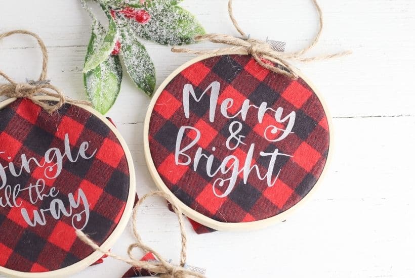 DIY Buffalo Plaid Hoop Ornaments - The Farm Girl Gabs®