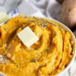 Save room on your plate for this Savory Mashed Sweet Potatoes recipe. This is an easy sweet potato recipe for Thanksgiving. If you love sweet potatoes, your family will love this easy mashed potato recipe.