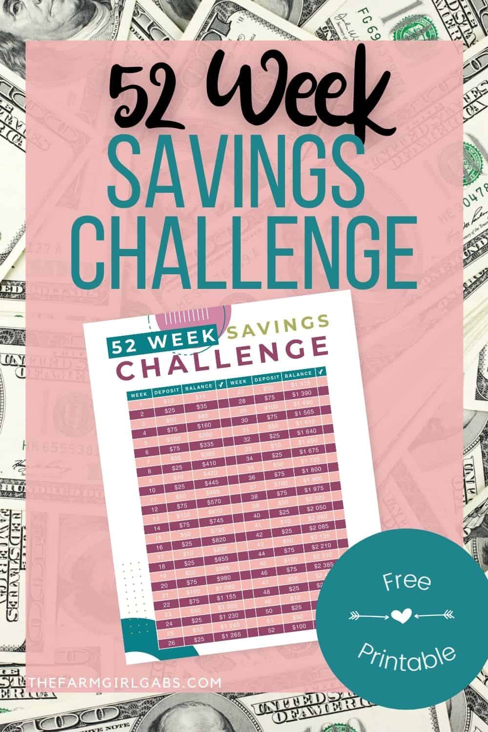 52 Week Savings Challenge - The Farm Girl Gabs®