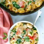Enjoy the fresh taste of tortellini, shredded cheese, baby spinach, and tomatoes mixed to create this tasty and fulfilling Creamy Tortellini Pasta Skillet