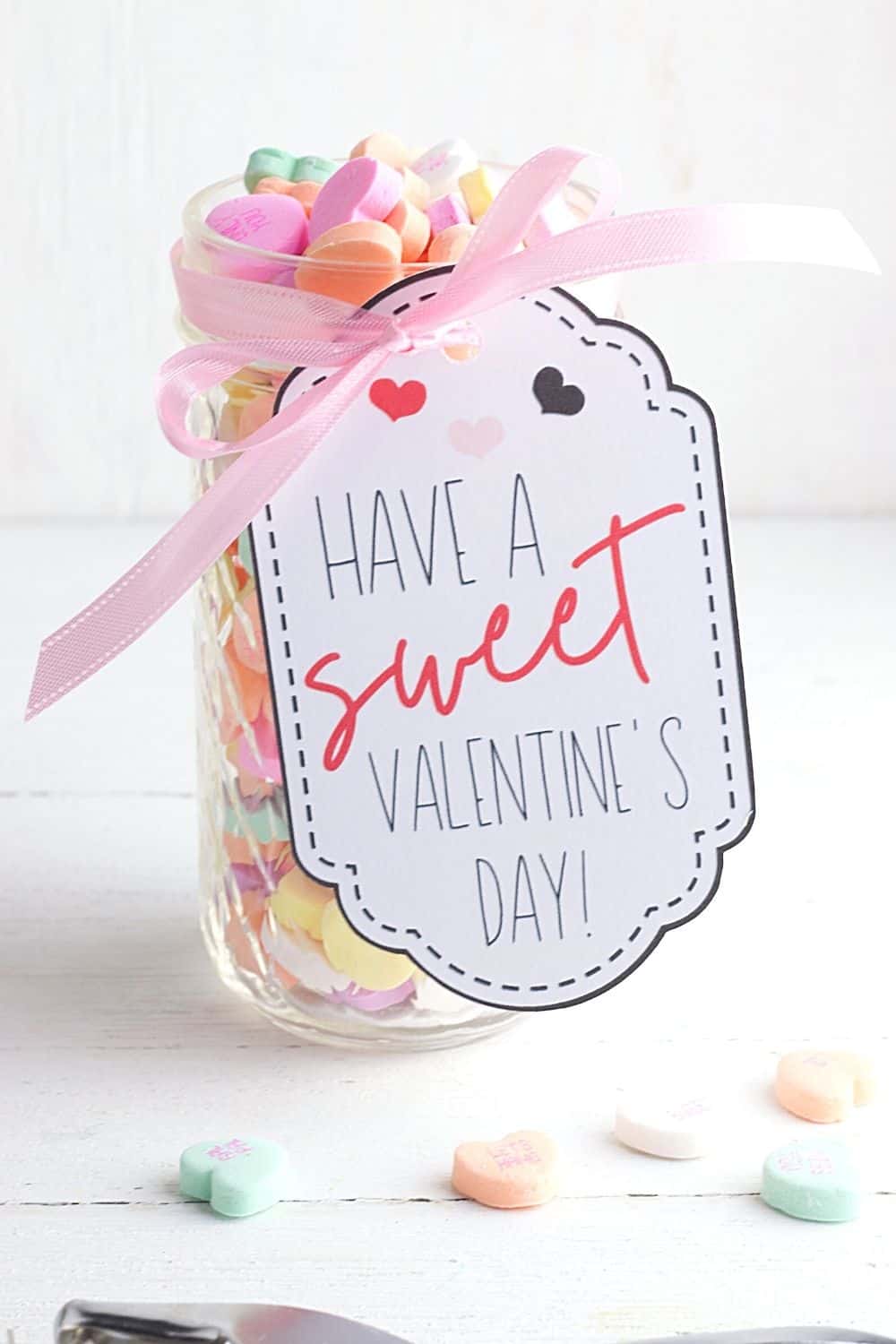 Mason Jar Valentines With Printable Valentine Gift Tags - The Farm Girl ...