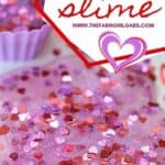 You and your kids will LOVE making this easy DIY Valentine's Day Slime project. This easy Valentine's Day Craft is a lot of ooey-gooey fun. This kids craft makes a great party favor too! Learn how to make this easy slime recipe for kids. #Slime #ValentinesDay #Crafts #DIY #Kids #KidsCrafts #PartyIdeas