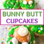 Hippity Hoppity, these Easy Bunny Butt Cupcakes are the perfect Easter dessert. This cute Easter Cupcake recipe is easy to decorate and fun to eat. This homemade cupcake recipe is perfect for Easter. Make these adorable Easter cupcakes that use a doughnut hole as the bunny's bottom. The kids will have a blast helping with these Easter Cupcakes!