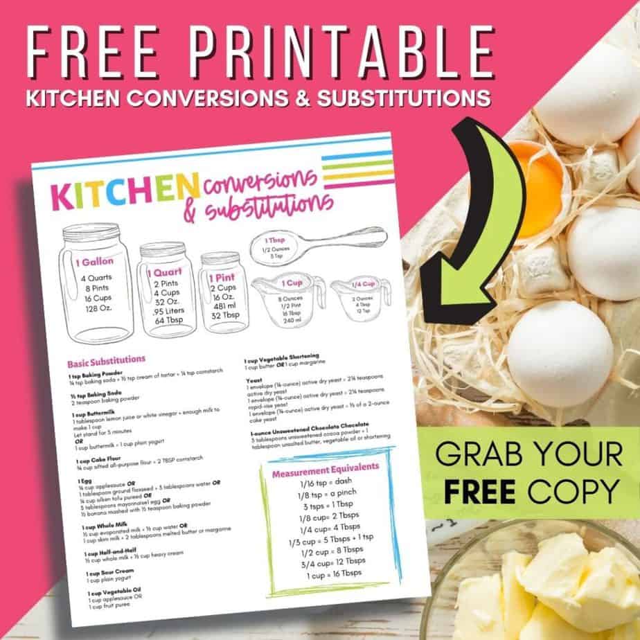 Basic Cooking Measurements & Kitchen Conversion Chart (FREE Printable)