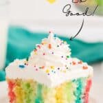 Make a colorful, moist, and utterly delicious cake within minutes with this Rainbow Poke Cake recipe. It is full of flavor and plenty of fun colors, including shades of pink, blue, and yellow!