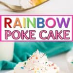Make a colorful, moist, and utterly delicious cake within minutes with this Rainbow Poke Cake recipe. It is full of flavor and plenty of fun colors, including shades of pink, blue, and yellow!