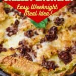 Cast Iron Skillet Lasagna is an easy twist on the classic Italian recipe. This Cast Iron Lasagna recipe makes a great weeknight meal idea. Grab your skillet and get cooking!