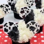 These Disney Cupcakes are inspired by the upcoming Disney movie Cruella. Make a batch of these Cruella de Vil cupcakes and celebrate the wickedness. This easy cupcake recipe is perfect for Disney fans. I love making Disney recipes at home. This Disney cupcake recipe is easy to make and easy to decorate. Celebrate your inner Disney Villain and whip up a batch of these Cruella cupcakes. These cupcakes are perfect for a 101 Dalmatians Party.