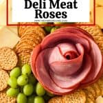 Dazzle your guests with this easy charcuterie board idea. Learn how to make a Charcuterie Board With Meat Flowers. It looks fancy but these meat flowers are easy to make. This is an easy party idea!