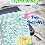 Ready for a Challenge? Download this free printable $1000 Savings Challenge. Put your budgeting skills to work and save some dinero using this fun printable.