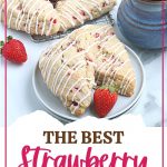 Impress your family with homemade baked goods that they can have for breakfast or a snack. This Strawberry Scones recipe is fun to make and will stay fresh for several days. These fresh-baked scones are soft, flaky and bursting with juicy strawberries! This is also a great freezer friendly recipe. Bake a batch of these fresh strawberry scones and freeze to enjoy at a later time.