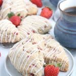 Impress your family with homemade baked goods that they can have for breakfast or a snack. This Strawberry Scones recipe is fun to make and will stay fresh for several days. These fresh-baked scones are soft, flaky and bursting with juicy strawberries! This is also a great freezer friendly recipe. Bake a batch of these fresh strawberry scones and freeze to enjoy at a later time.