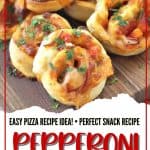 When you want to change up your normal pizza routine, try this easy Pepperoni Pizza Pinwheels recipe instead. They are a perfect snack or meal option. These pinwheels are a fun twist on a classic pizza recipe. This easy pizza recipe uses pizza dough, cheese and pepperoni. The pizza is rolled and sliced to make pinwheels. This is an easy snack recipe or great party idea.