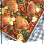 Want to make a delicious mess-free meal that is good for you? Try this health Sheet Pan Chicken Dinner consisting of chicken thighs, broccoli, carrots, and more! You will love this easy weeknight meal idea. This Sheet Pan Chicken recipe is a hit.
