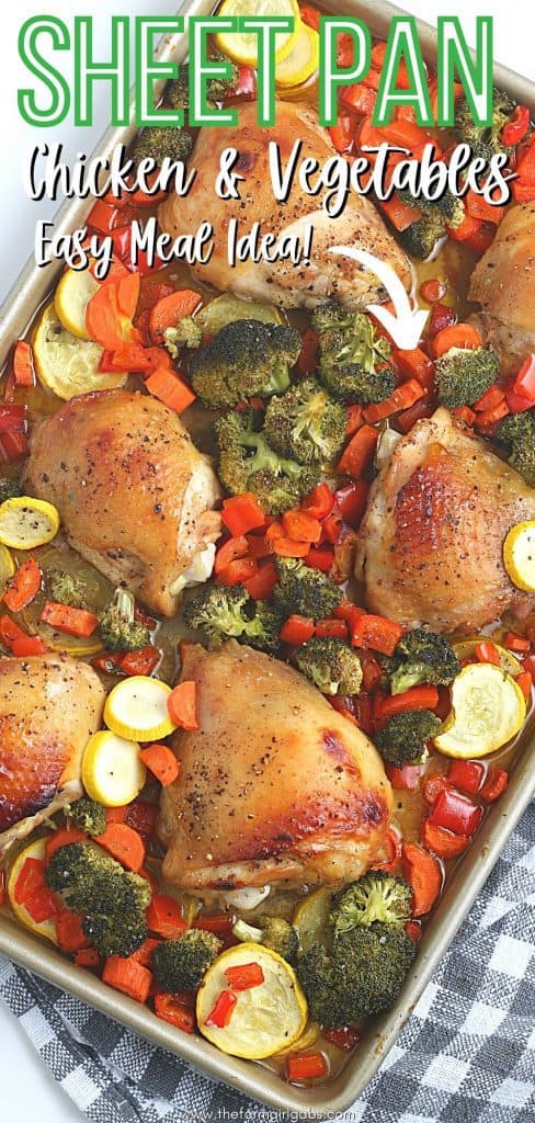 Want to make a delicious mess-free meal that is good for you? Try this health Sheet Pan Chicken Dinner consisting of chicken thighs, broccoli, carrots, and more! You will love this easy weeknight meal idea. This Sheet Pan Chicken recipe is a hit.