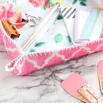 This simple DIY fabric tray is a fun sewing project you can make in just a few minutes. This easy craft project is perfect to display on your desk and use for home organization.