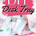 This simple DIY fabric tray is a fun sewing project you can make in just a few minutes. This easy craft project is perfect to display on your desk and use for home organization.