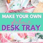 This simple DIY fabric tray is a fun sewing project you can make in just a few minutes. This easy craft project is perfect to display on your desk and use for home organization.