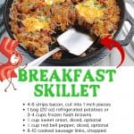 Have breakfast ready in a pinch with this Breakfast Skillet recipe. It combines classic breakfast favorites, including bacon, sausage, and eggs.