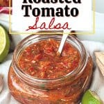 Spice things up with the easy roasted tomato and tomatillo salsa recipe. This easy salsa recipe is full of roasted tomatoes and tomatillos. If you need a side for Mexican night or a dip recipe, try this roasted tomato salsa recipe.