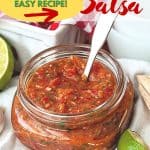 Spice things up with the easy roasted tomato and tomatillo salsa recipe. This easy salsa recipe is full of roasted tomatoes and tomatillos. If you need a side for Mexican night or a dip recipe, try this roasted tomato salsa recipe.