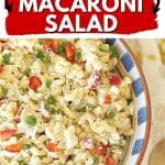 This the best old-fashioned macaroni salad you'll ever taste. This Macaroni Salad is the best summer side dish! A crowd-pleasing side dish recipe that is a perfect potluck recipe, BBQ side dish or to serve as an easy side dish for a weeknight meal.