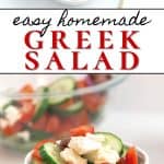 If you’d like a light and refreshing side dish, try this Greek Salad. It consists of healthy ingredients that are good for you, including cucumbers and red onions. This is an easy salad recipe to serve as a simple side dish, potluck recipe or at a summer picnic.