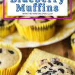 It's blueberry season on the farm! Sweet farm-fresh blueberries and tart lemons pair up for these delicious Lemon Blueberry Muffins. This easy recipe is perfect for breakfast or dessert. This is the best breakfast to make ahead and grab on a busy morning. This easy muffin recipe is made with sour cream and makes moist, homemade bakery-style muffins.