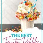 This is a milkshake recipe you don't want to pass up. This amazing Fruity Pebbles milkshake is Perfect blender Fruity Pebbles cereal vanilla ice cream milkshake for kids party food, Summer drink, or an easy dessert recipe. This creamy milkshake with Fruity Pebbles will definitely please any crowd. Check out the best vanilla Fruity Pebbles ice cream milkshake today.