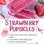 Strawberry popsicles. easy popsicle recipe