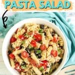 Easy Pepperoni Pasta Salad is a cold pasta salad recipe filled with pepperoni, cheese, vegetables and homemade Italian dressing. This zesty pepperoni pasta salad is perfect for potlucks, summer BBQs and large crowds!