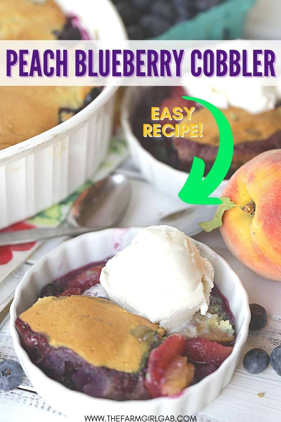 Blueberries and peaches are the fruits of summer! This pair up in this easy cobbler recipe to make this delicious Blueberry Peach Cobbler. This homemade cobbler recipe is a perfect way to enjoy their summer bounty! Read this post for how to make a simple blueberry peach cobbler from scratch.