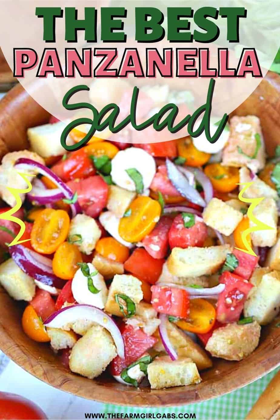Tomato season calls for a delicious Jersey Fresh Panzanella Salad. Ripe juicy tomatoes pair up with rustic French baguette bread to create a delicious summer salad. This is an easy tomato salad recipe for summer. This panzanella bread salad is made with fresh tomatoes,, onion, mozzarella cheese and toasted bread cubes, all tossed in a homemade dressing.