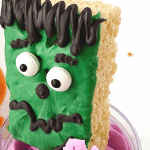 Cute and spooky, these easy Frankenstein Cupcakes In A Jar are perfect for a Halloween party. This kid-friendly Halloween recipe is made from doctored-up box cake mix and topped with a Frankenstein Rice Krispies treat.