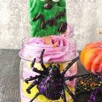 Cute and spooky, these easy Frankenstein Cupcakes In A Jar are perfect for a Halloween party. This kid-friendly Halloween recipe is made from doctored-up box cake mix and topped with a Frankenstein Rice Krispies treat.