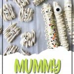 Create fun and flavorful Mummy Pretzel treats for your children to enjoy on Halloween. These spooky and delicious pretzels are full of flavor and will put a smile on your children’s faces. These chocolate-covered pretzels are easy to make and fun to share. They are the easy Halloween Treat for kids. Serve these Halloween Pretzels at a Halloween Party too.