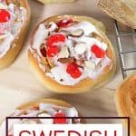 If you love eating baked goods for breakfast, try this Swedish Breakfast Rolls Recipe. These rolls are sweet, soft, fluffy, and perfect to eat for a quick grab-and-go breakfast. This easy Swedish breakfast bun recipe is consists of a sweet dough flavored with cardamon. Almonds and cherries are added and the cardamom rolls are topped with a delicious icing glaze.