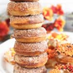 It doesn't have to be fall to enjoy these Baked Apple Cider Donuts. This no yeast baked donut is full of sweet apple cider flavor and topped with a cinnamon-sugar mixture. These easy old-fashioned baked donuts are made with simple ingredients. They are a baked and not friend. These homemade apple cider donuts are soft and moist cake-like doughnuts.