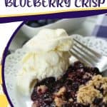 It's blueberry season! This easy blueberry crisp recipe it the perfect way to celebrate. This fruit crisp is a super simple summer dessert and perfect with a dollop of ice cream. This recipe is one of our favorite summer desserts. You family will love this quick and easy fruit crisp recipe. Blueberry crisp is a classic fruit dessert that can be made with fresh or frozen blueberries. This summer dessert has a crunchy oat topping and a juicy blueberry filling.