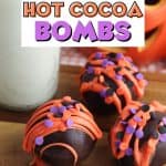Fall is in the air and that calls for a warm treat. These Halloween Hot Cocoa Bombs are a perfect way to celebrate fall. Hot cocoa bombs for fall are filled with hot chocolate mix, miniature marshmallows and are nestled inside a delicious chocolate shell