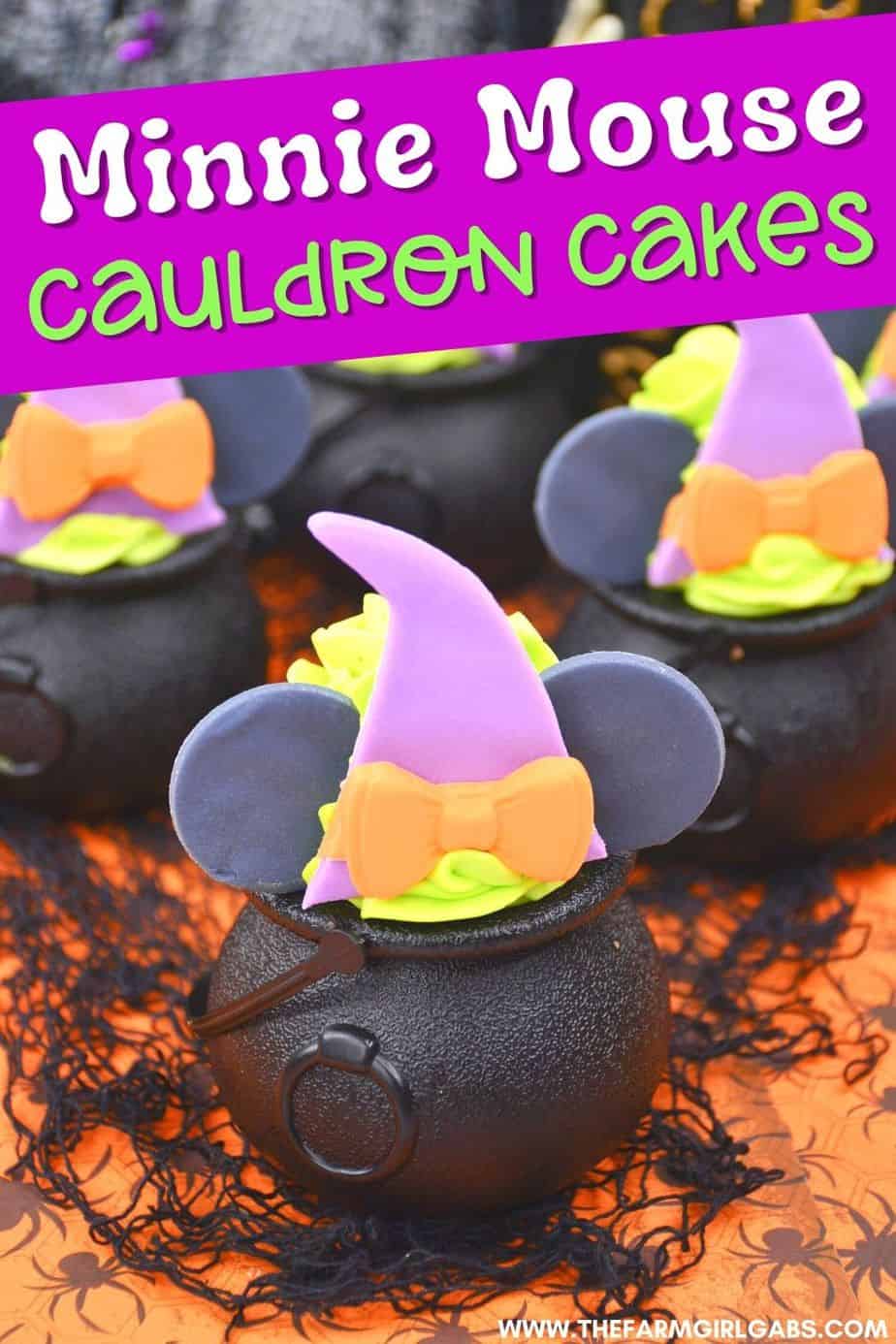These bewitching Minnie Mouse Cauldron Cakes are a fun Disney Halloween cupcake recipe to serve. You'll love this easy Halloween treat recipe.
