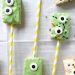 Prepare a fun and yummy Halloween snack for the spooky season with these Monster Rice Krispies Treats. These easy Halloween treats are flavorful, adorable, and perfect for children’s parties and Halloween gatherings with family and friends. You can make your own homemade Rice Krispies treats or use the store-bought variety.