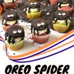 Oreo Spider Cupcakes for Halloween are a tasty treat that kids will love eating and making. The colorful and cute cupcakes are sure to be a huge hit at Halloween gatherings, birthday parties and fall activities with family and friends. The best part yet, this Halloween-inspired cupcake recipe is topped with an Oreo cookie spider.