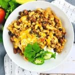Prepare a fulfilling meal for the family with this wholesome and hearty Chili Mac. Loaded with flavor, this easy comfort food recipe is perfect to make for lunch or dinner with a side of cornbread or garlic bread! Chili Mac and Cheese is an easy weeknight meal idea.
